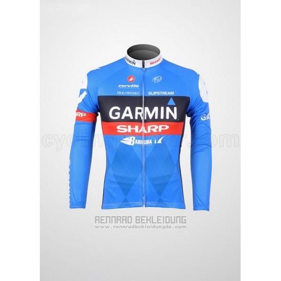 2012 Fahrradbekleidung Garmin Sharp Azurblau Trikot Langarm und Tragerhose